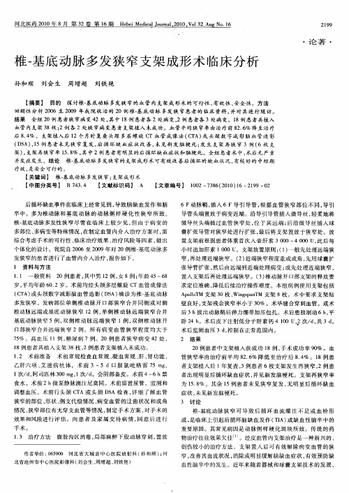 椎-基底动脉多发狭窄支架成形术临床分析