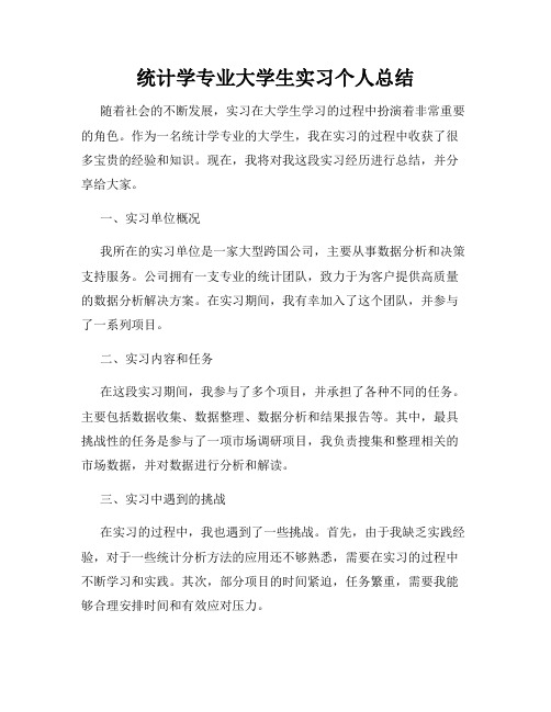 统计学专业大学生实习个人总结