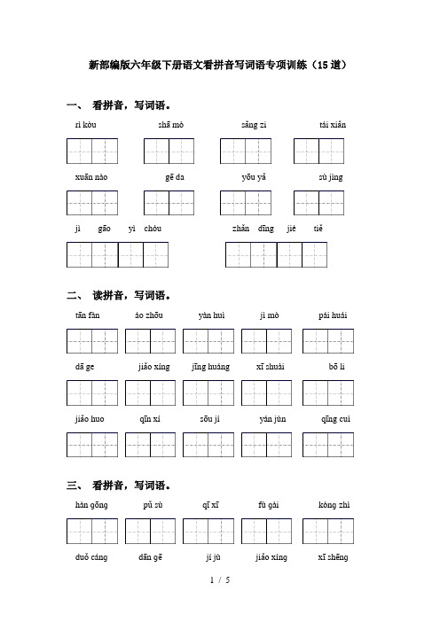 新部编版六年级下册语文看拼音写词语专项训练(15道)