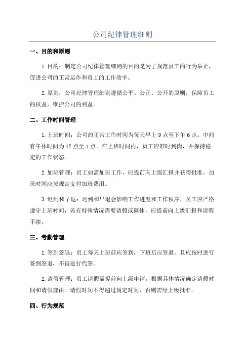 公司纪律管理细则