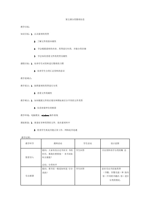 七上5第五课分类整理信息