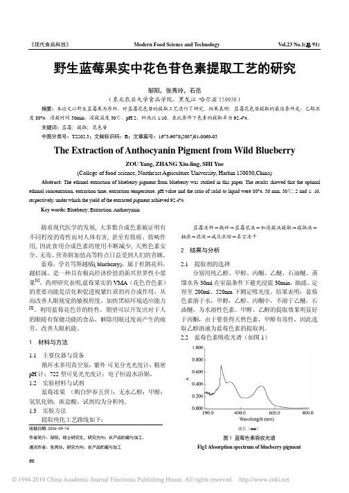 野生蓝莓果实中花色苷色素提取工艺的研究