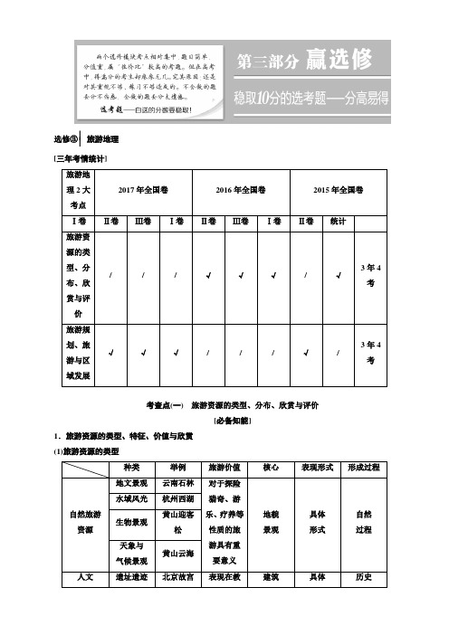 2018年高考地理通用版二轮专题复习练酷讲义： 选修 选修③ 旅游地理 含答案