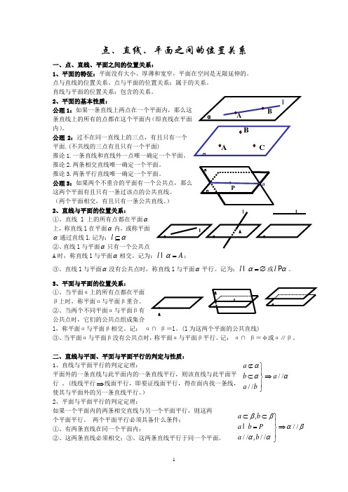 点、直线、平面之间的位置关系