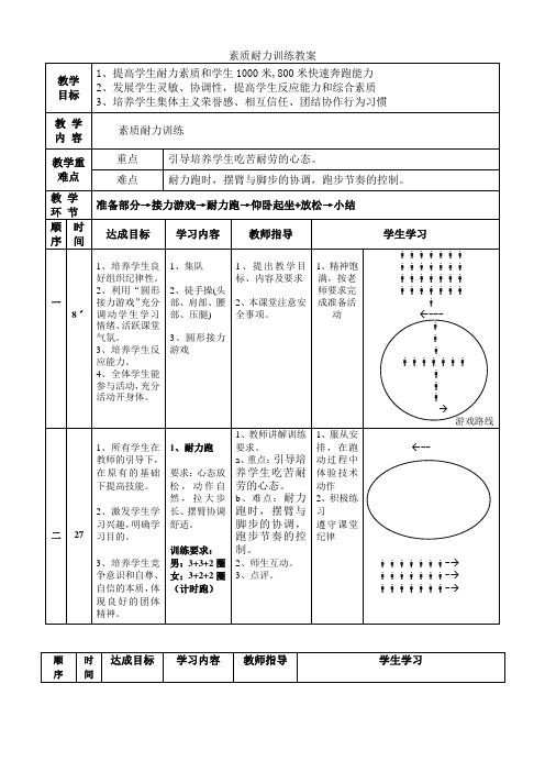 素质耐力训练教案