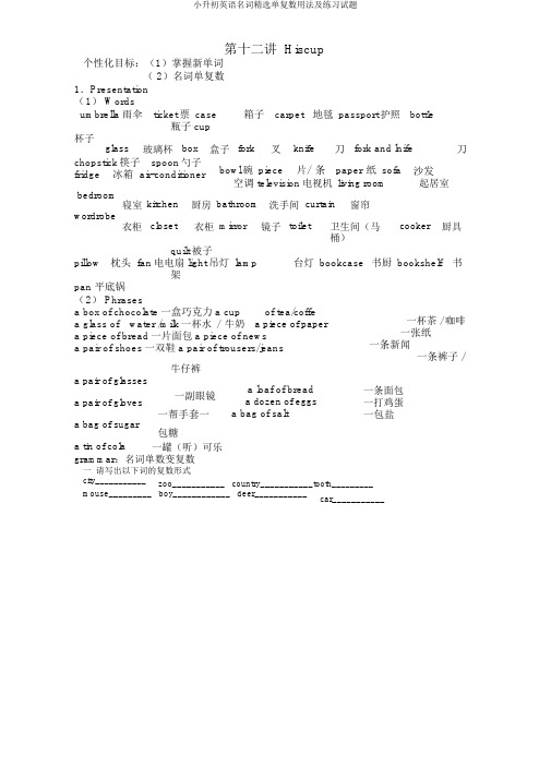 小升初英语名词优选单复数用法及练习试题