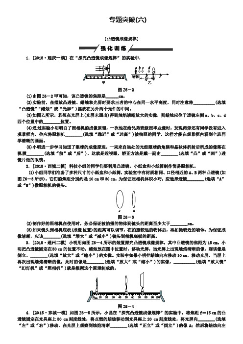 2019届中考物理专题突破(6)凸透镜成像规律(含答案)