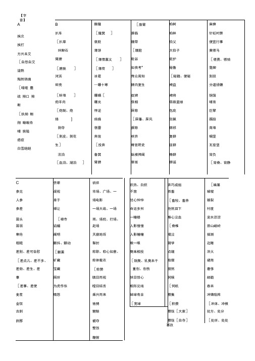 高中字音字形汇总大全