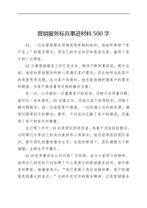 营销服务标兵事迹材料500字