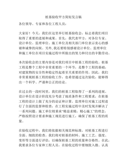 桩基验收甲方简短发言稿