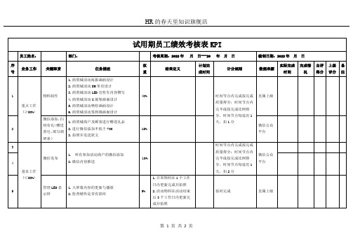 试用期员工绩效考核表KPI