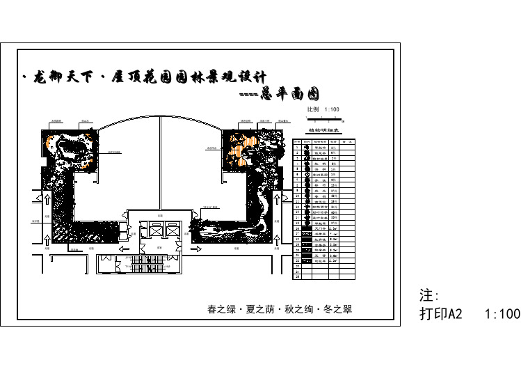 【设计图纸】屋顶花园园林景观设计总平面图(精美CAD图例)