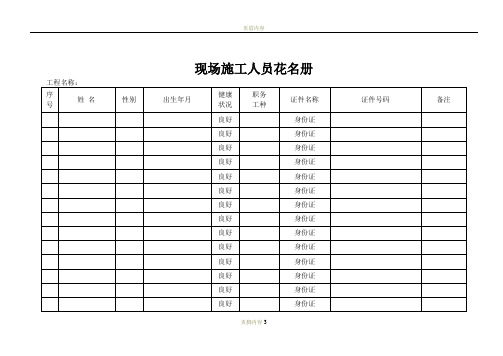 现场施工人员花名册