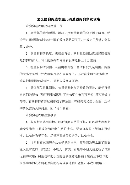 怎么给狗狗选衣服尺码最强狗狗穿衣攻略