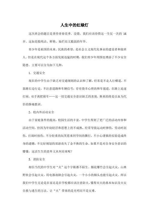 人生中的红绿灯_初中初二作文800字