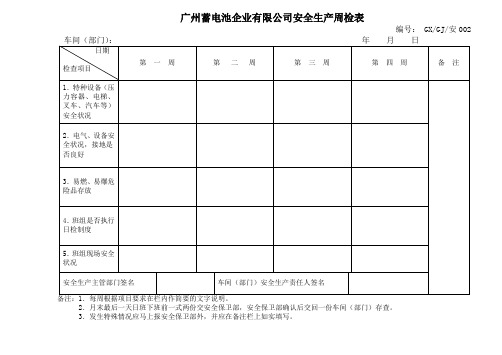 最新安全生产周检表