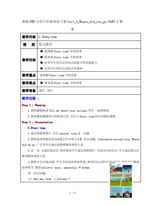 新版PEP小学六年级英语下册Unit_3_Where_did_you_go PART C教案