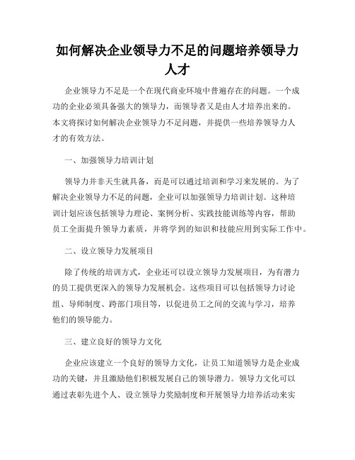 如何解决企业领导力不足的问题培养领导力人才