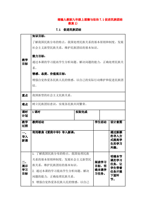 部编九年级上道德与法治7.1促进民族团结