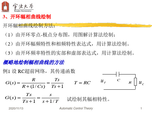 3、开环幅相曲线绘制开环幅相曲线绘制方法(1)由开环零点-极点