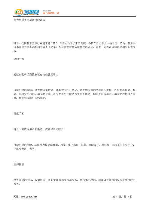 七大整形手术最新风险评估.docx