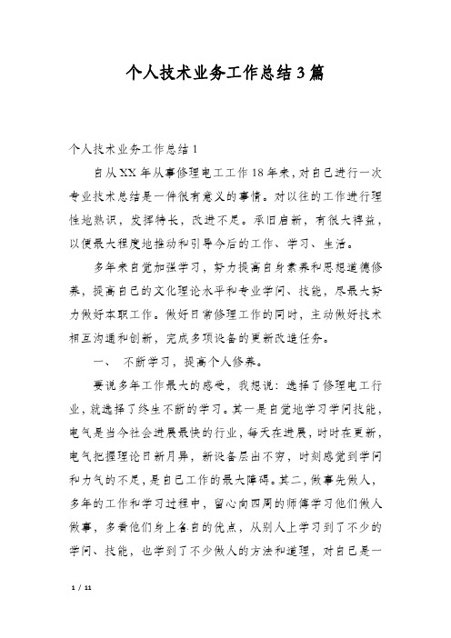 个人技术业务工作总结3篇