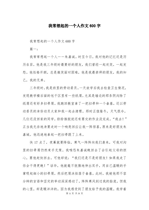 我常想起的一个人作文600字