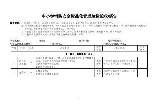 中小学消防安全标准化管理达标验收标准