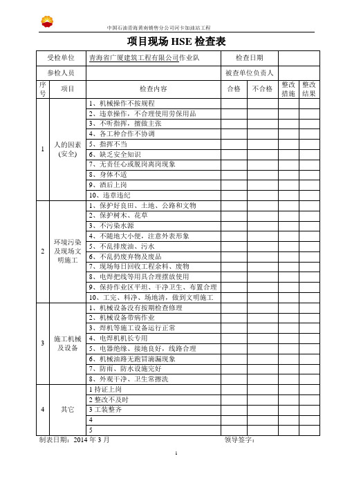 中石油加油站HSE作业检查表 2-2