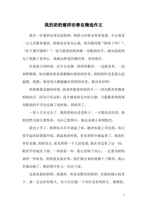 我的奶奶慈祥而善良精选作文