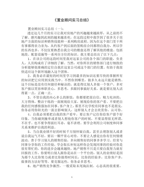 置业顾问实习总结6篇