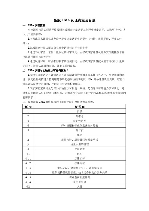 新版CMA认证程序及目录