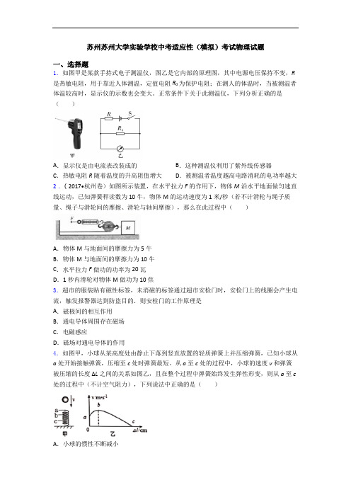 苏州苏州大学实验学校中考适应性(模拟)考试物理试题