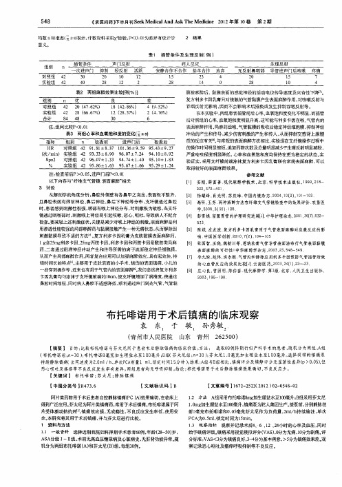 布托啡诺用于术后镇痛的临床观察