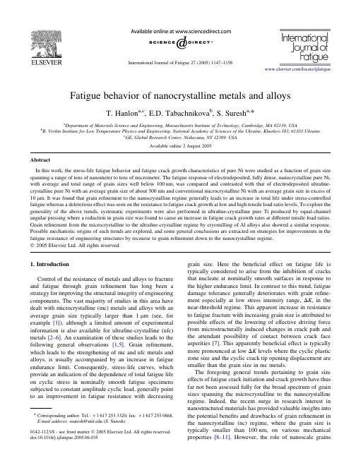 Fatigue behavior of nanocrystalline metals and alloys