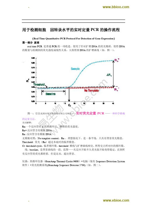 用于检测细胞因转录水平的实时定量PCR 的操作流程