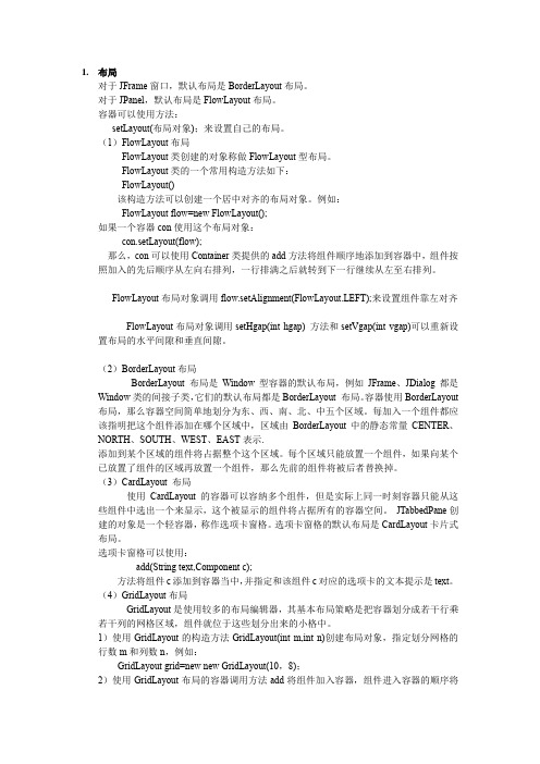 JAVA图形界面各种布局及使用方法