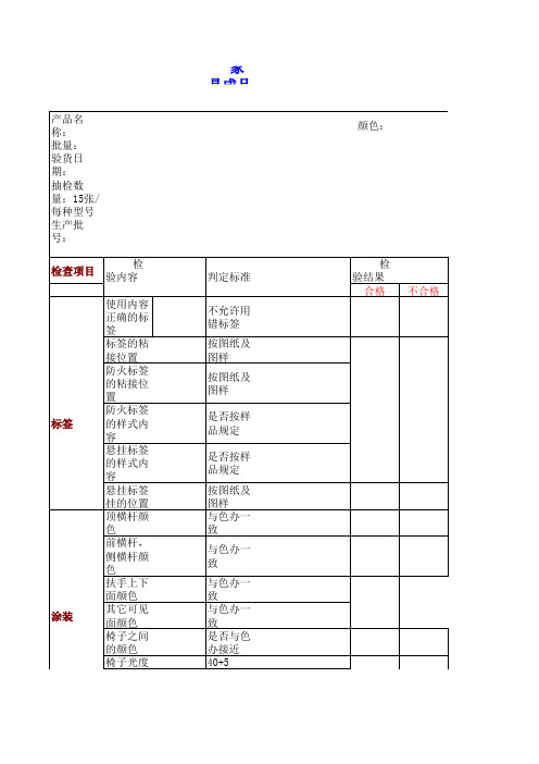 家具成品检查表