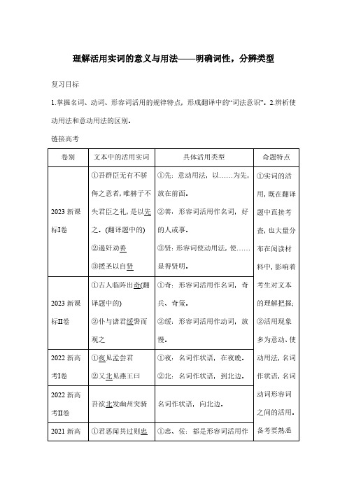 高考语文一轮专项复习学案-理解活用实词的意义与用法(含答案)