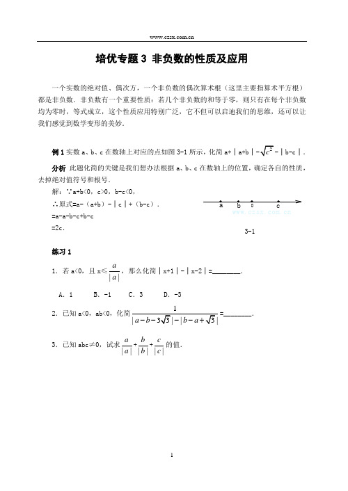 培优专题3 非负数的性质及应用(含解答)-