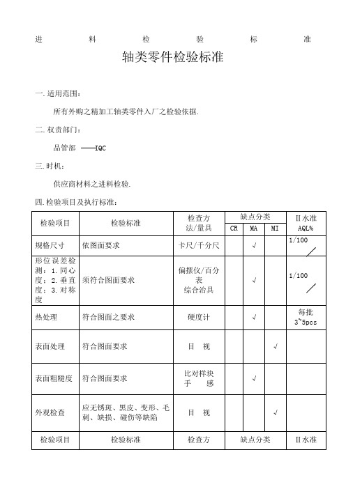 轴类零件检验标准