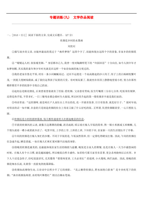 江西省2019中考语文总复习第3部分现代文阅读专题训练文学作品阅读