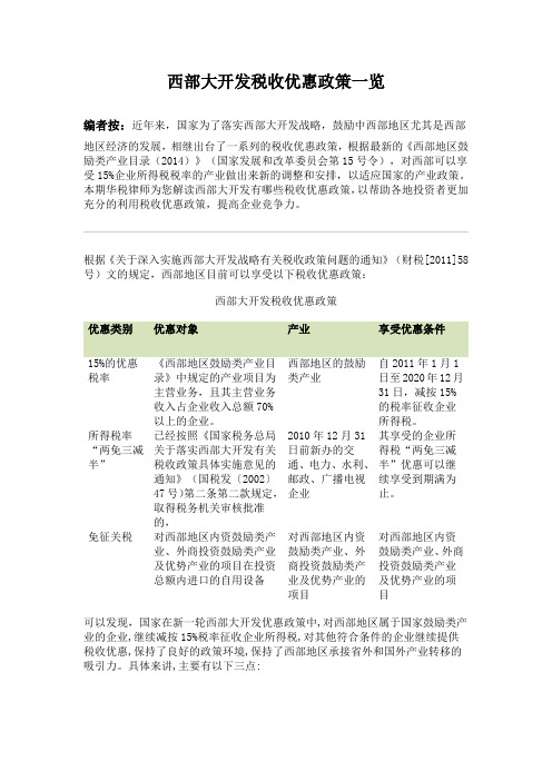 西部大开发税收优惠政策一览