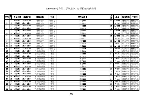 校级期中、结课考试安排