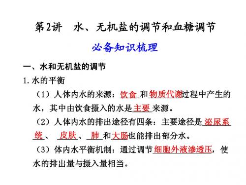 必修3第二章  第2讲  水、无机盐的调节和血糖调节