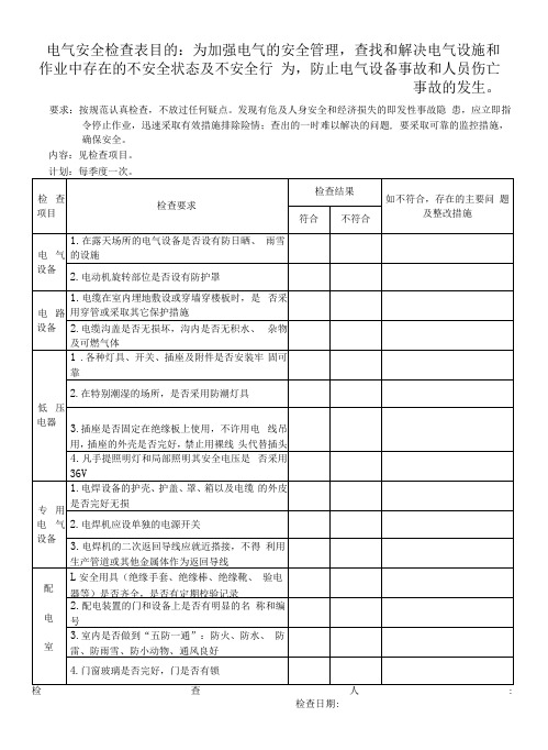 电气安全检查表