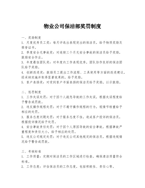 物业公司保洁部奖罚制度