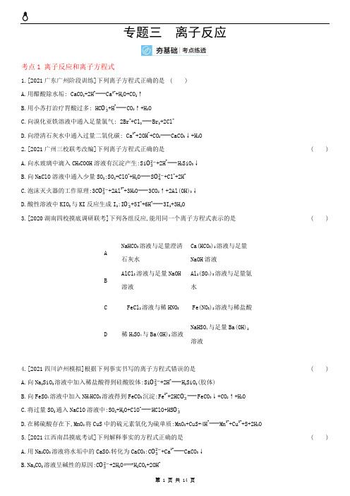 离子反应(2022化学)全国版试题