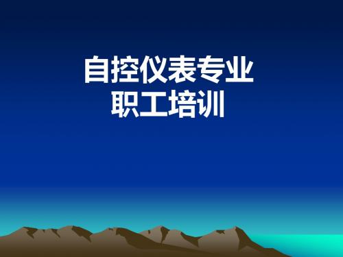 最新自控仪表专业基础知识培训讲座-药学医学精品资料