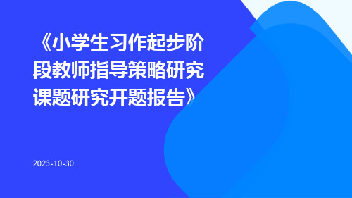 小学生习作起步阶段教师指导策略研究课题研究开题报告